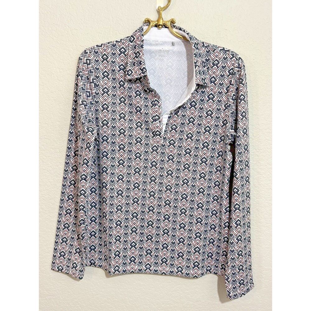 NIVO‎ Womens Golf Shirt Multicolor  Collar Ruch Sleeve Long Sleeve  Size XL